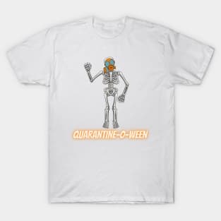 Quarantine-O-Ween Skeleton Funny Halloween Costume 2020 Bones Quarantine Mask Radioactive Skeleton Easy Costume Skeleton Waving T-Shirt